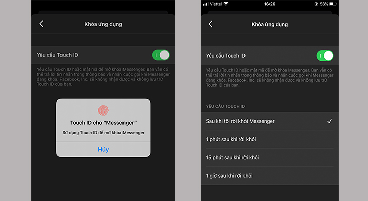 khóa Messenger trên iPhone bằng Face ID hoặc Touch ID