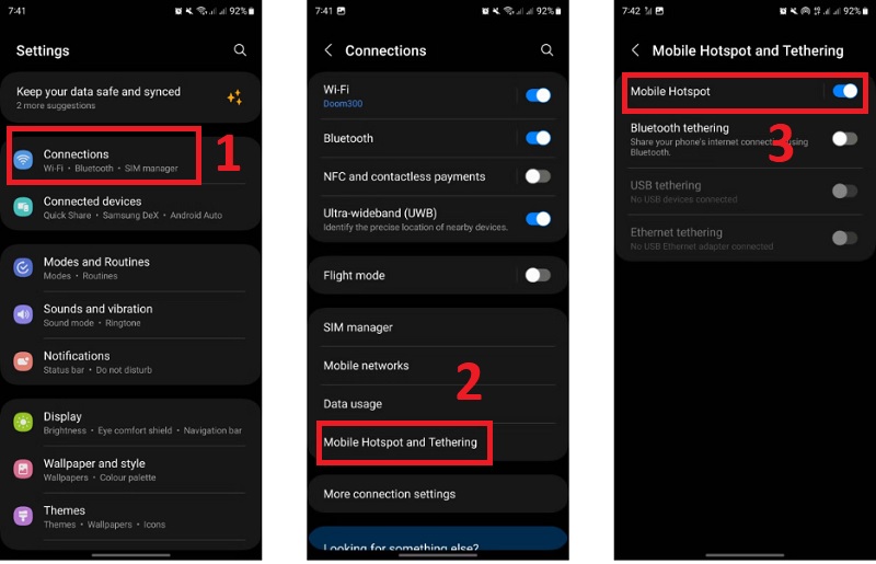 Nhấp vào tùy chọn Mobile Hotspot