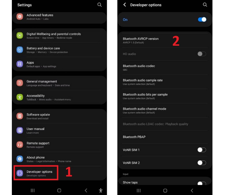 Thay đổi cài đặt Codec Bluetooth