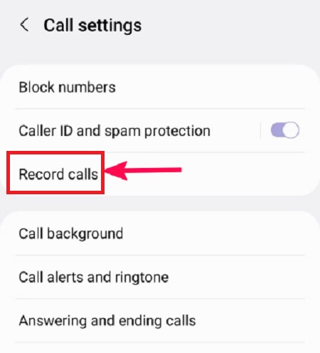 Mở chọn Record calls