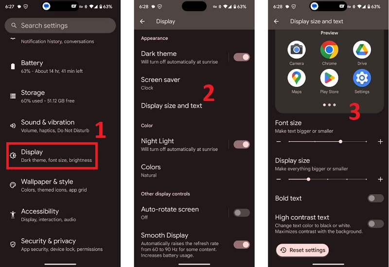 Thay đổi kích thước font chữ trên điện thoại