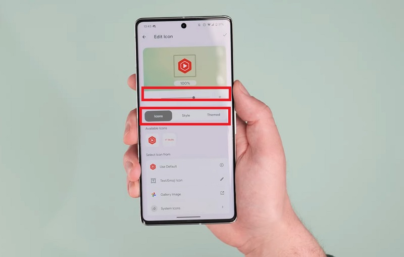 Chọn Icon (Biểu tượng) và sử dụng các tùy chọn khác nhau để tạo ra biểu tượng ứng dụng tùy chỉnh