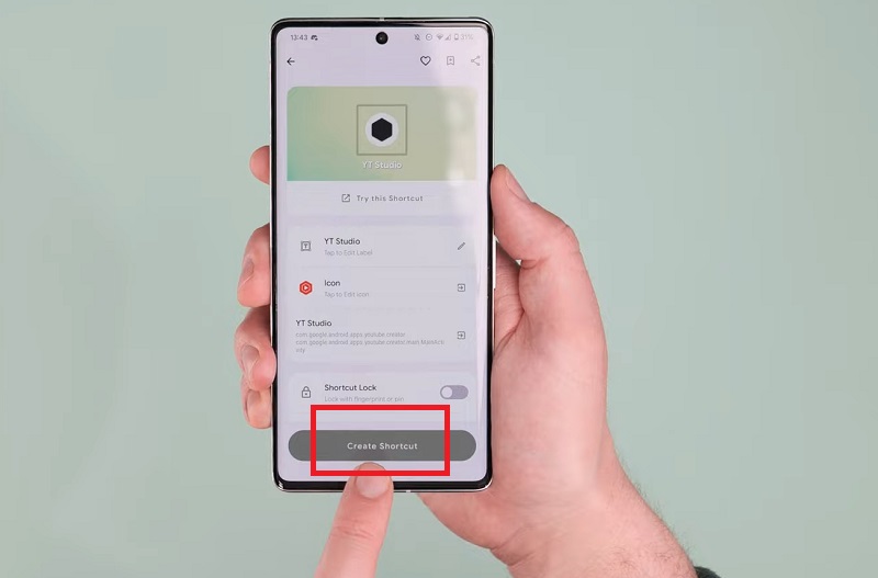 Chọn Create Shortcut (Tạo lối tắt) > chọn Add to home screen (Thêm vào màn hình chính).