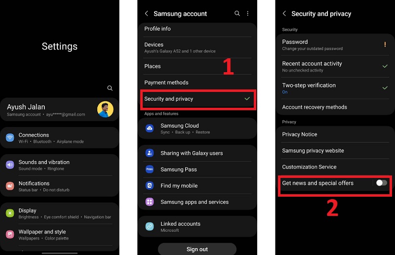 Cách ngừng nhận tin tức, chương trình ưu đãi từ Samsung
