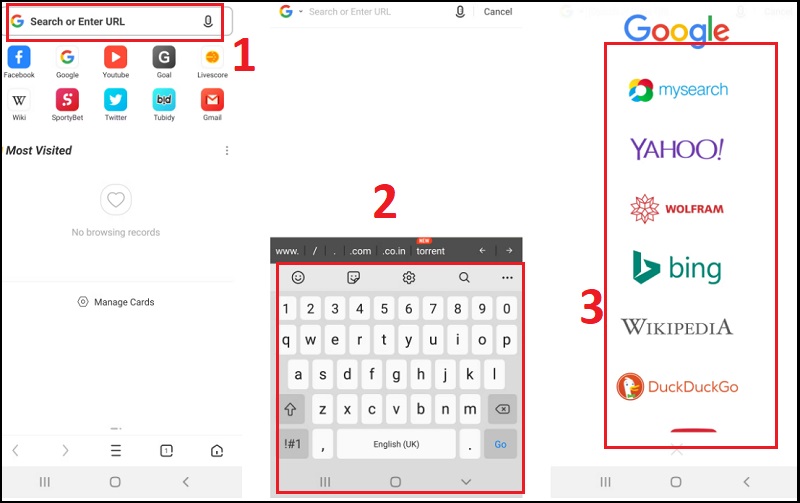 Cách thay đổi công cụ Tìm kiếm mặc định trên trình duyệt UC Browser