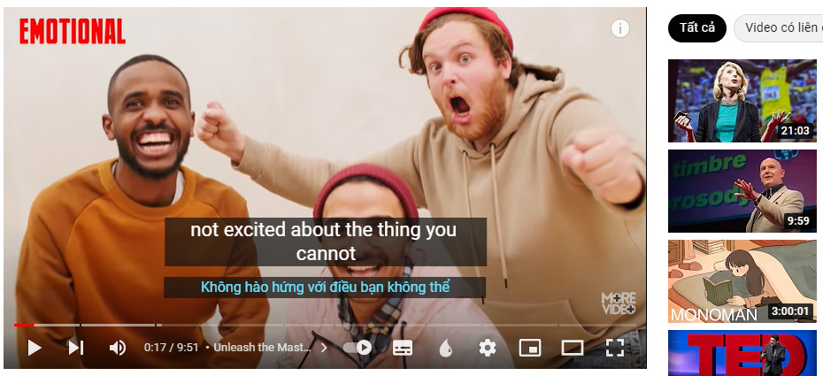 Xem phim và video với phụ đề song ngữ