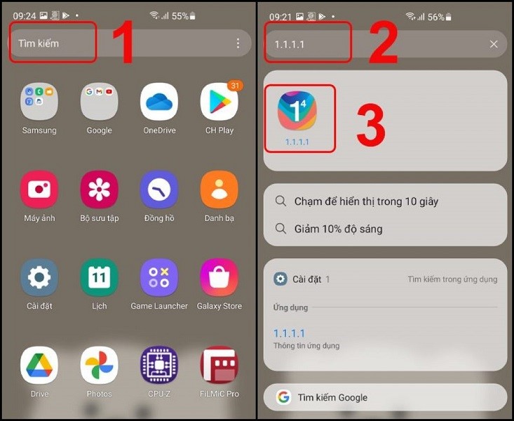 Mở ứng dụng ẩn trên điện thoại thông qua Tìm kiếm