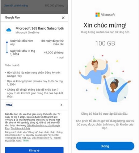 Hoàn tất thiết lập thanh toán Google Play