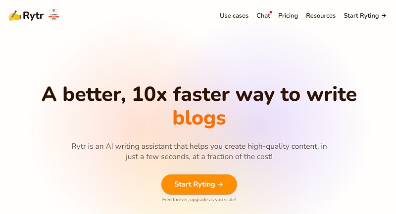 Phần mềm viết Rytr 