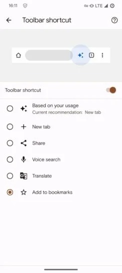 Ứng dụng Google Chrome trên Android được cải tiến bằng cách thêm một số phím tắt trên thanh công cụ