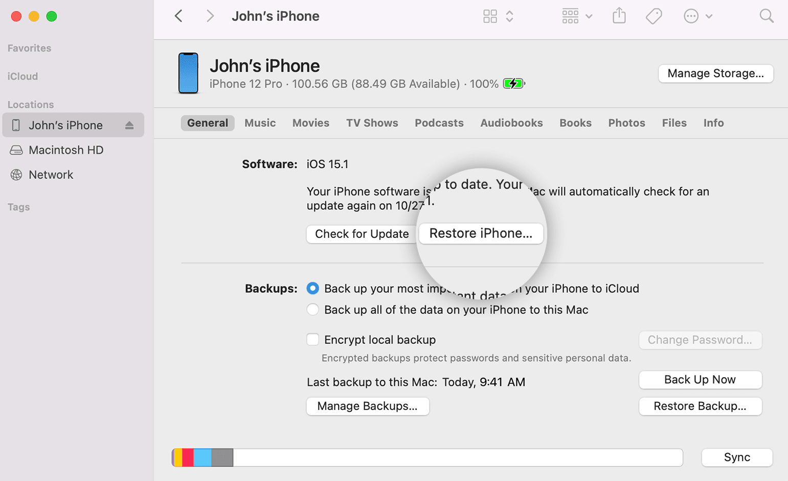 Restore iPhone