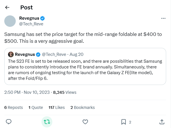 Điện thoại màn hình gập tầm trung của Samsung có thể sẽ có giá rẻ không tưởng