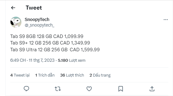 Samsung có thể tăng giá cho dòng Galaxy Tab S9