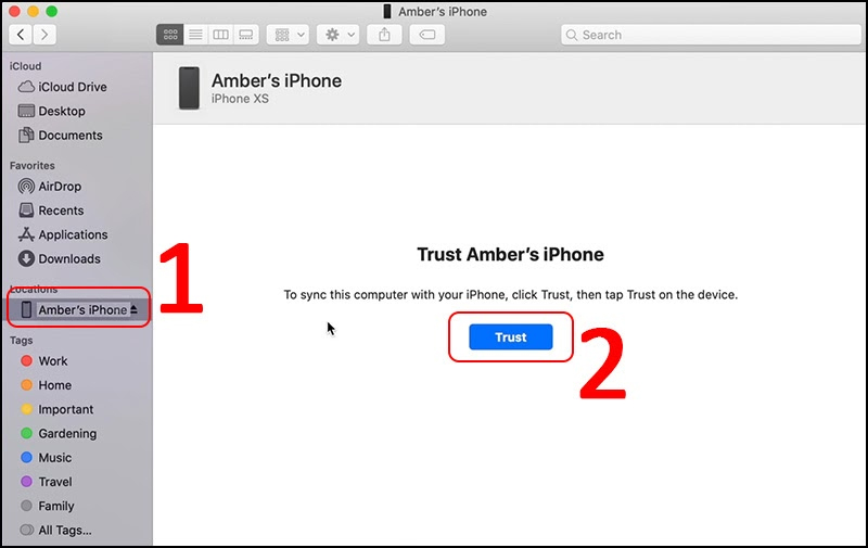 sao lưu dữ liệu trên iPhone bằng Finder