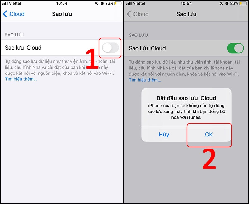 sao lưu dữ liệu trên iPhone bằng iCloud