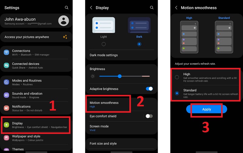 Cách điều chỉnh tần số quét trên điện thoại Samsung