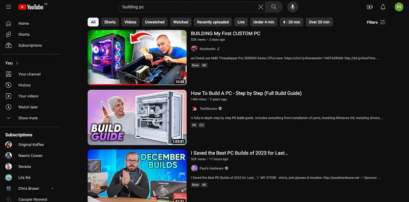 Tìm nội dung video cho danh sách phát yêu thích trên YouTube