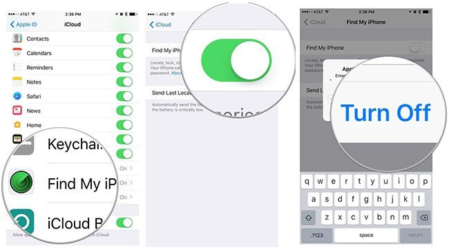 Tắt chức năng Tìm iPhone
