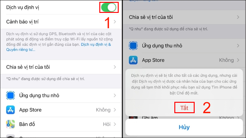 Tắt định vị iPhone