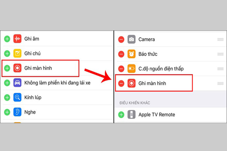 Thêm tính năng Ghi màn hình vào Trung tâm điểu khiển