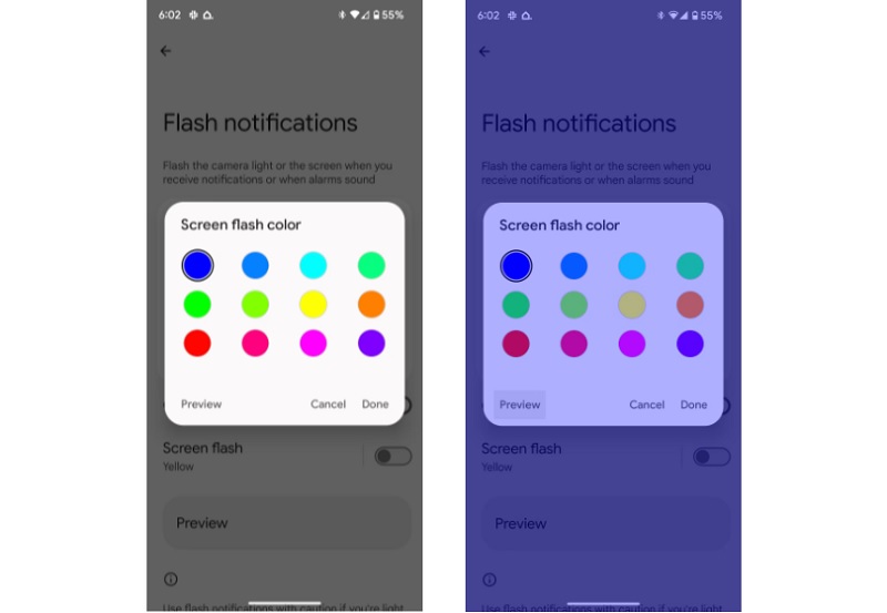 ​ Tùy chỉnh màu đèn flash theo sở thích
