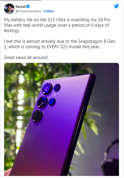 Thời lượng pin trên Galaxy S23 Ultra: Đối thủ xứng tầm của iPhone 14 Pro Max