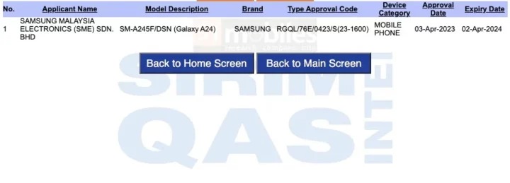 Lộ thông tin về thông số kỹ thuật và giá bán của Galaxy A24