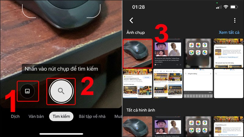 tìm kiếm bằng hình ảnh trên iphone