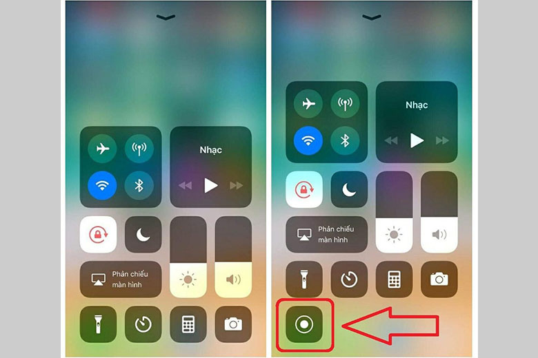 Tìm và nhấn vào biểu tượng Ghi màn hình trong Trung tâm điều khiển