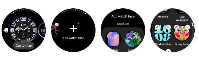 Tổng quan về trình duyệt mặt đồng hồ và ô xếp dọc trên One UI Watch 5