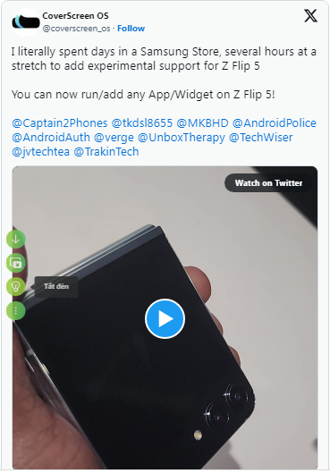 Một ứng dụng bên thứ ba cho phép chạy bất kỳ ứng dụng nào trên màn hình ngoài của Galaxy Z Flip5