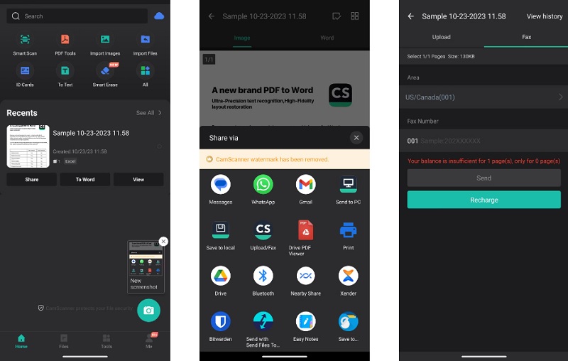 Ứng dụng fax CamScanner