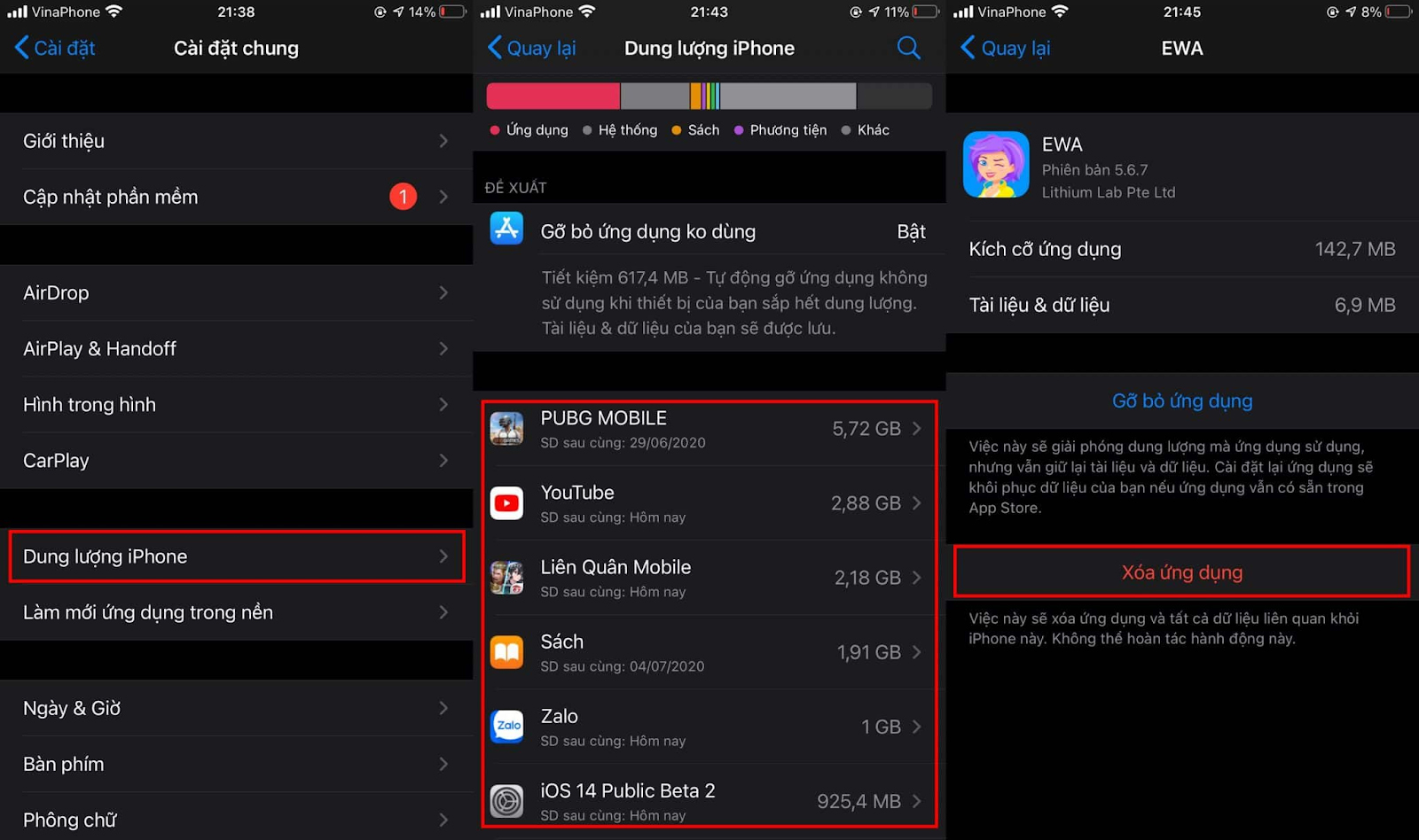 xóa bộ nhớ đệm trên iPhone