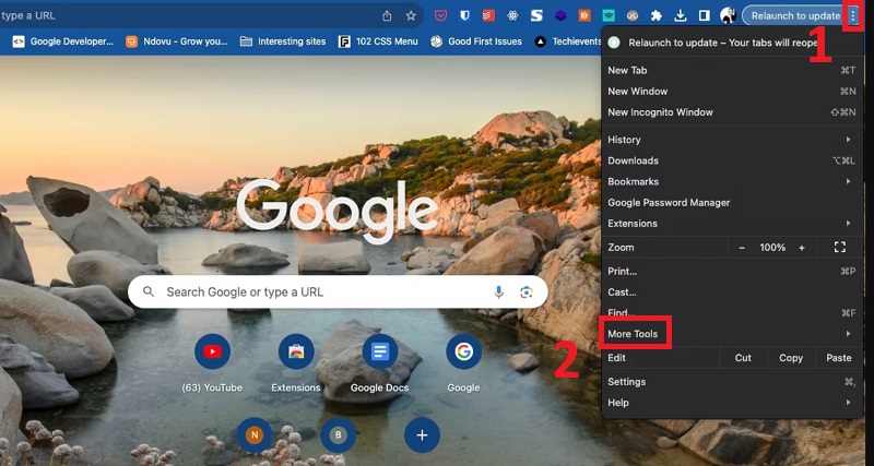 Nhấp chọn More Tools