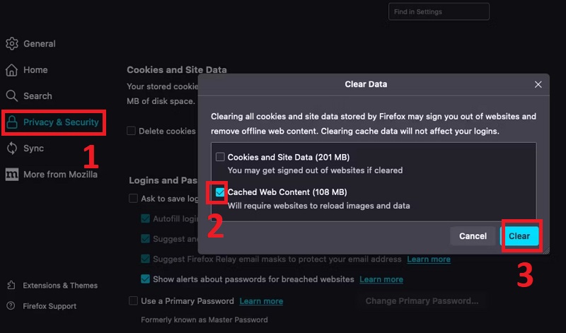 Cách xóa bộ nhớ đệm YouTube trong trình duyệt Firefox