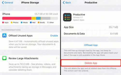 Xóa ứng dụng để tiết kiệt dung lượng iPhone